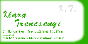 klara trencsenyi business card